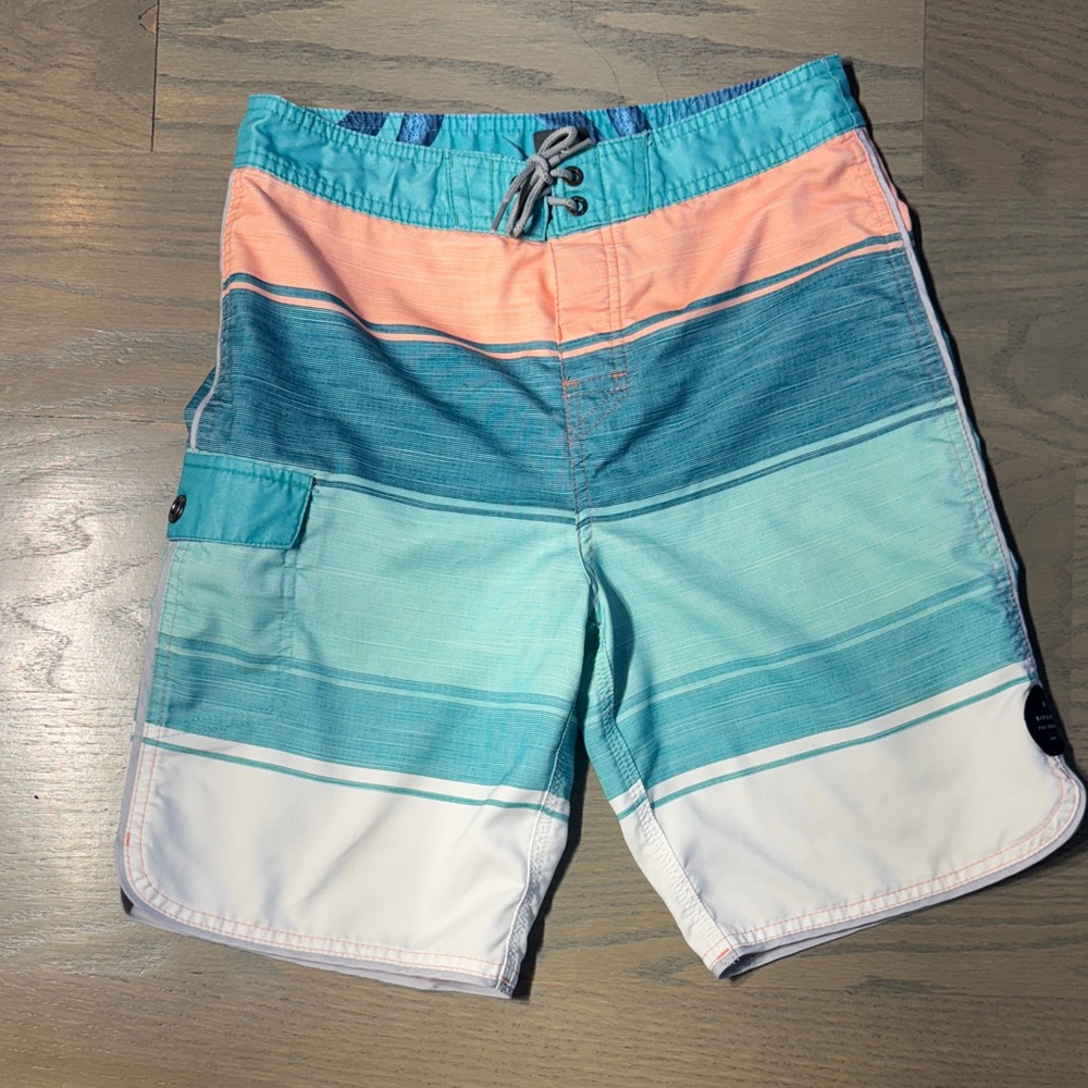 Rip Curl Kids' Peach and Teal Swim Trunks